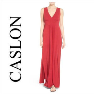 Caslon Red Maxi Dress Sleeveless Long Slit NWT S